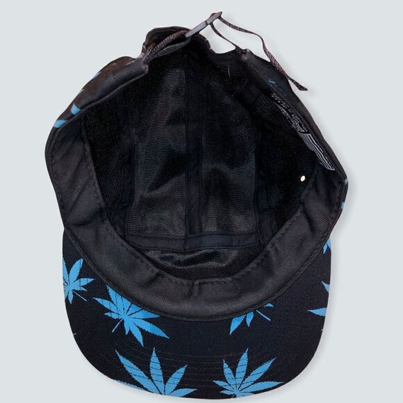 HUF Box Logo Hat Marijuana Weed Leaf Print 5 Panel Strapback Cap - Picture 4 of 4